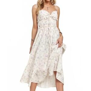 NEW TRENDSI adora smocked floral sweetheart neck midi cami dress in white